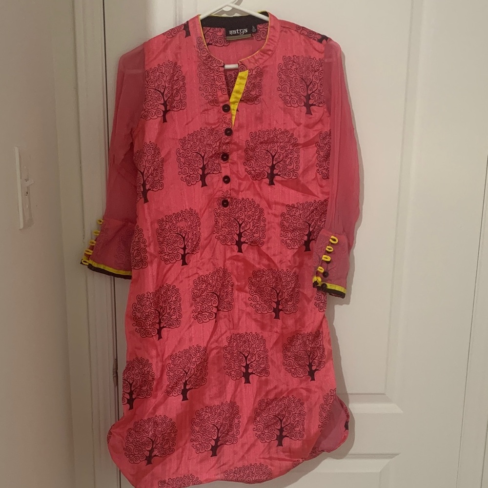 Pink Tree Print Kurti